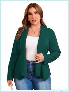 Plus Size Peplum Blazer Work Business Casual Dressy Jacket